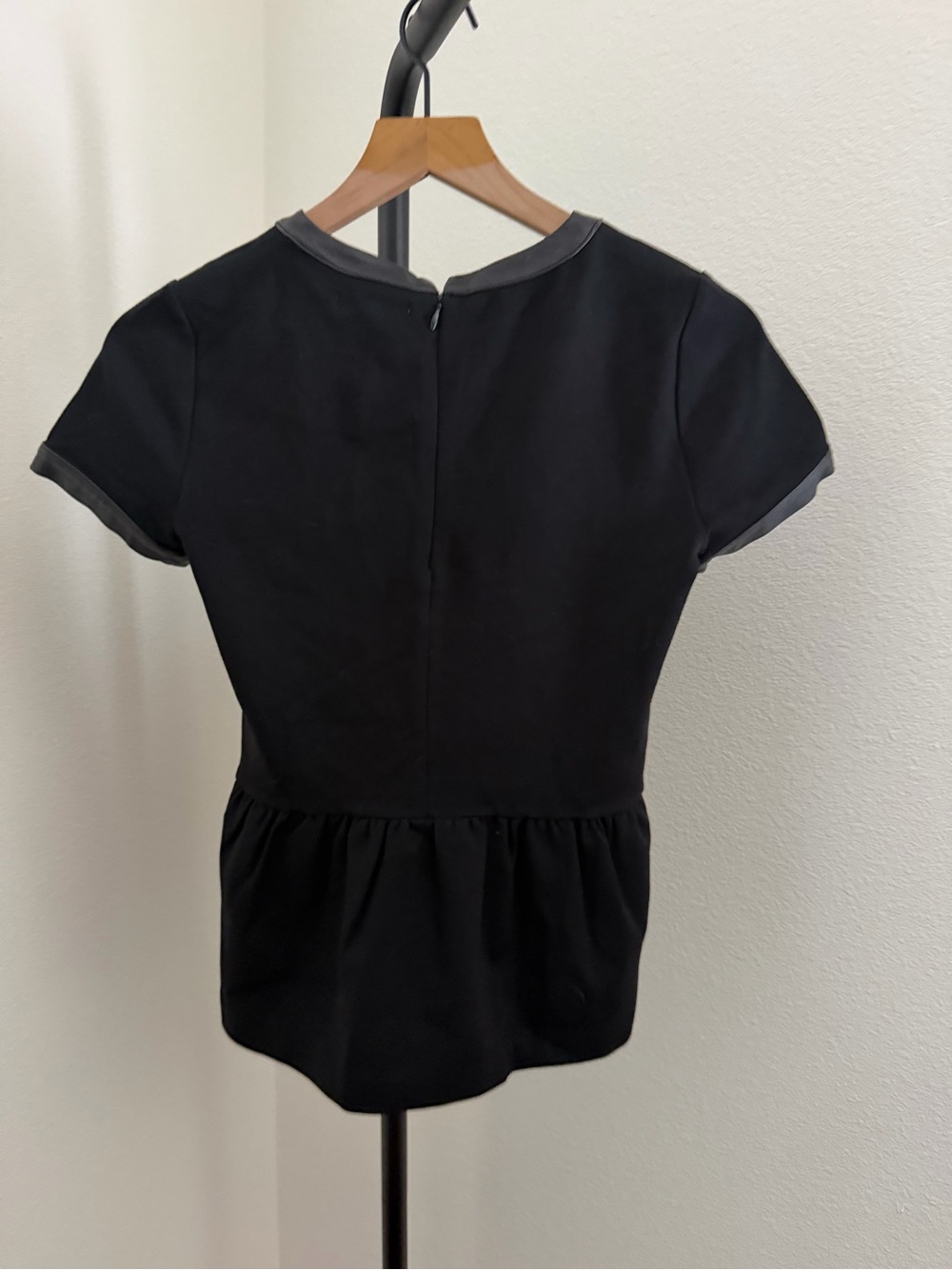 Madewell Black Blouse with Faux Leather Trim - Picture 4 of 5